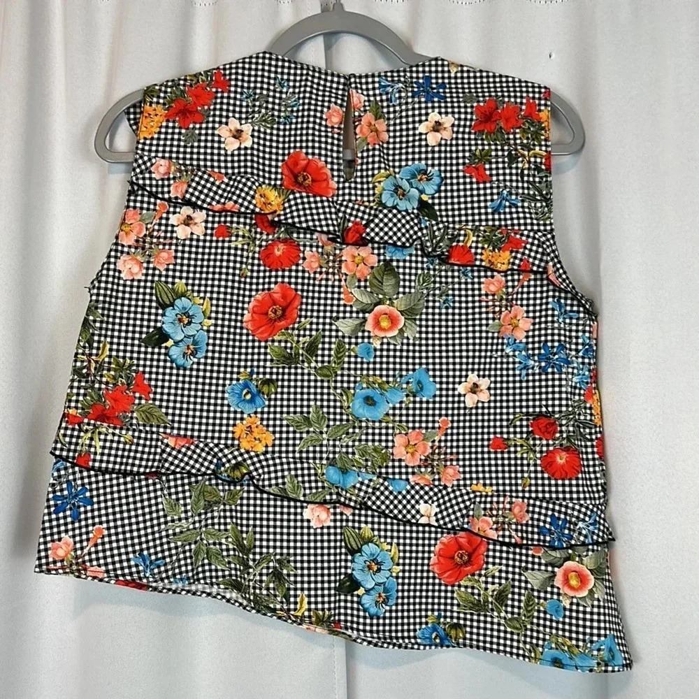Zara Basic Collection Floral Gingham Ruffle Asymm… - image 7